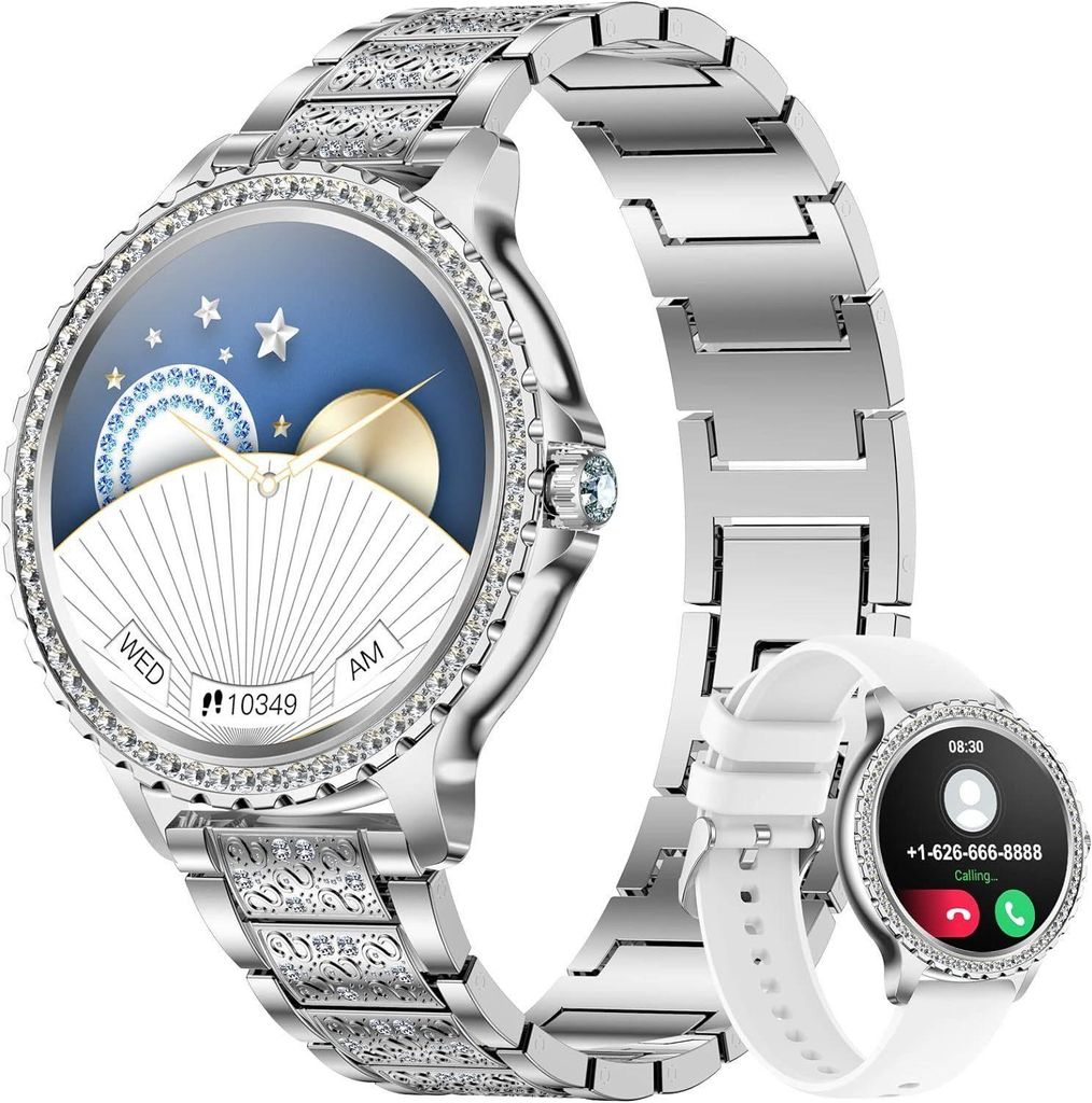 JUNG Nerunsa Smartwatch Damen Fitnessuhr, mit Bluetooth Frauen Smartwatch (3,35 cm/1,32 Zoll), Smart Uhr Herren, Fitnesstracker, Wasserdicht