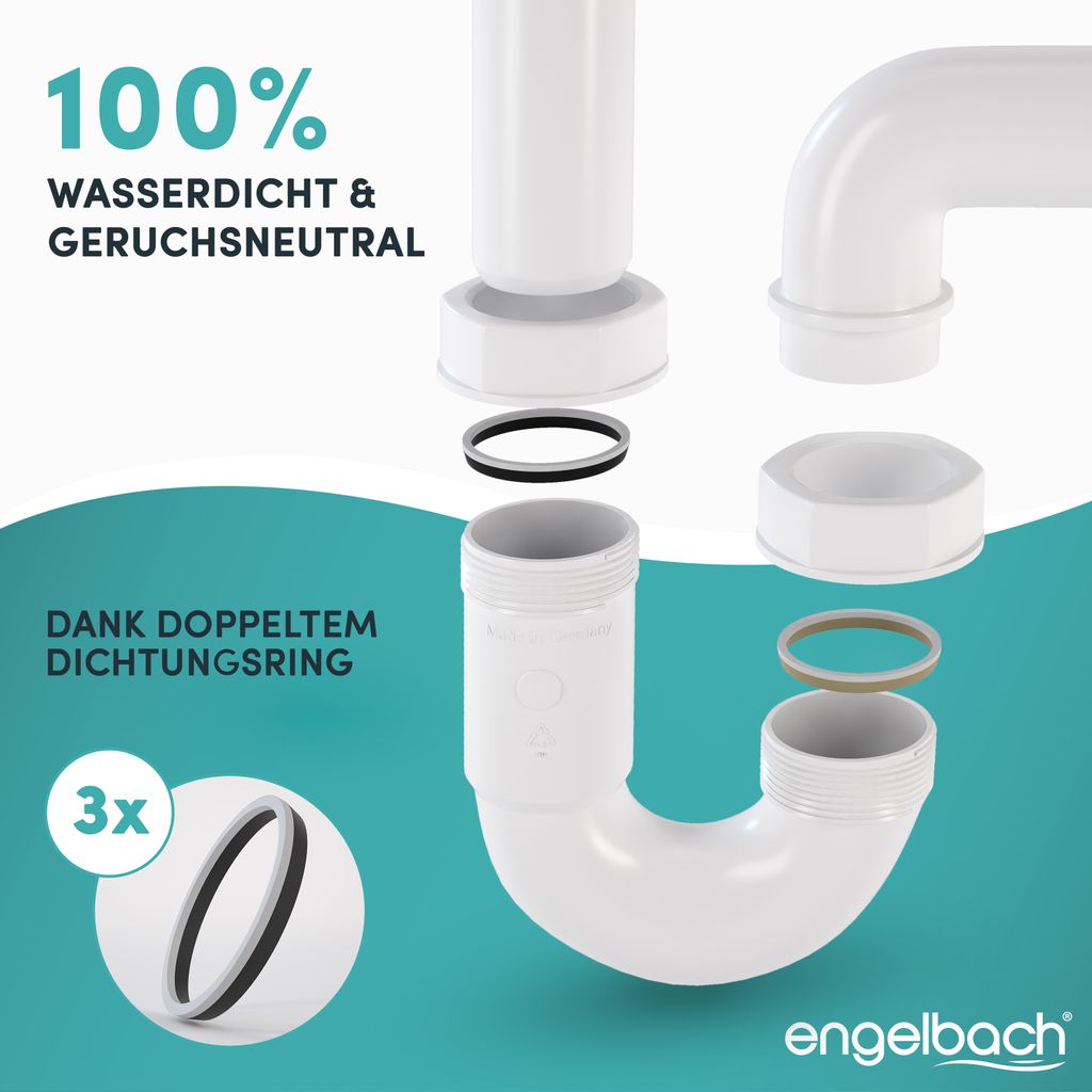 Engelbach Raumsparsiphon für Waschbecken - Siphon 1 1/4" x Produktbild 5
