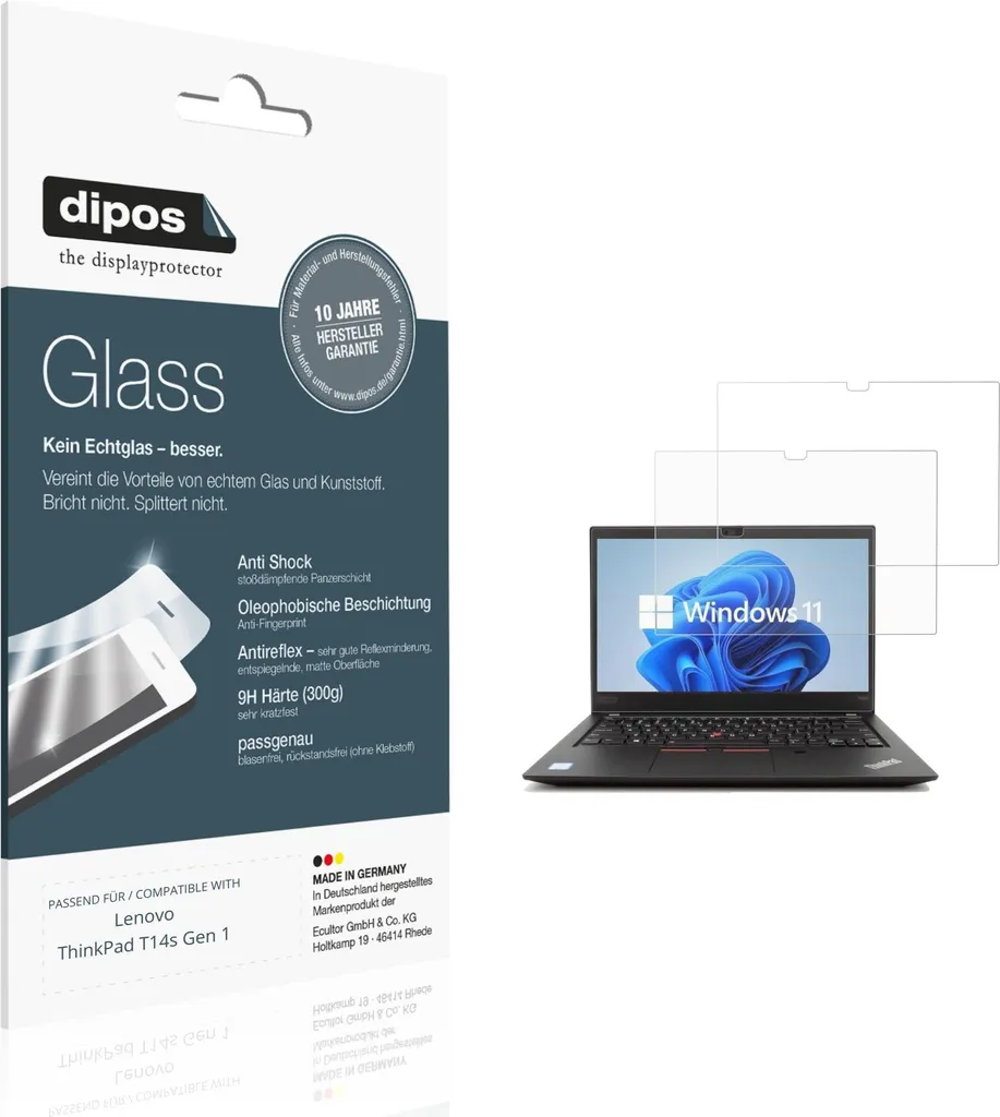 2x Pellicola Protettiva per Lenovo ThinkPad T14s Gen 1 Vetro 9H Opaco