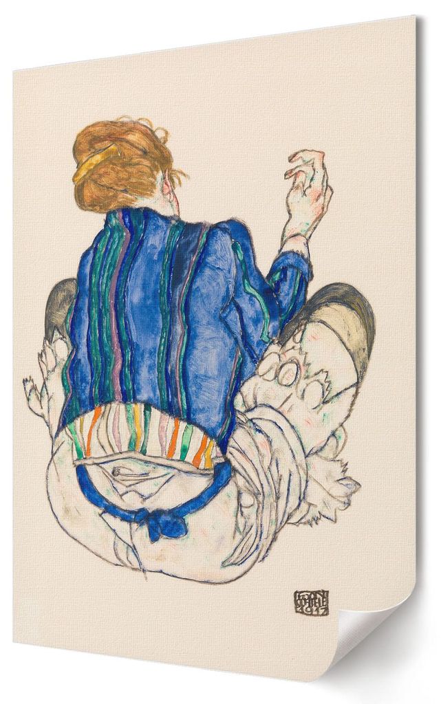 Sitzende Frau- Kunstdruck A4 - Rustikal, erotisch, ausdrucksstark- Wandbild für Wohnzimmer Schlafzimmer & Flur, Modernes Poster Wanddeko, Ungerahmt