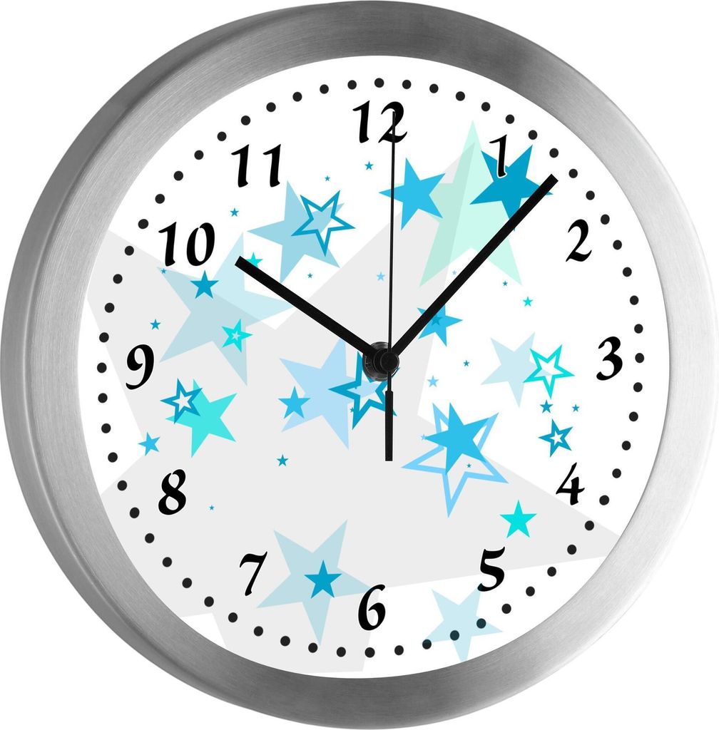 Funkuhr, Kinder Wanduhr, Kinderuhr, Kinderzimmer Sternenhimmel türkis