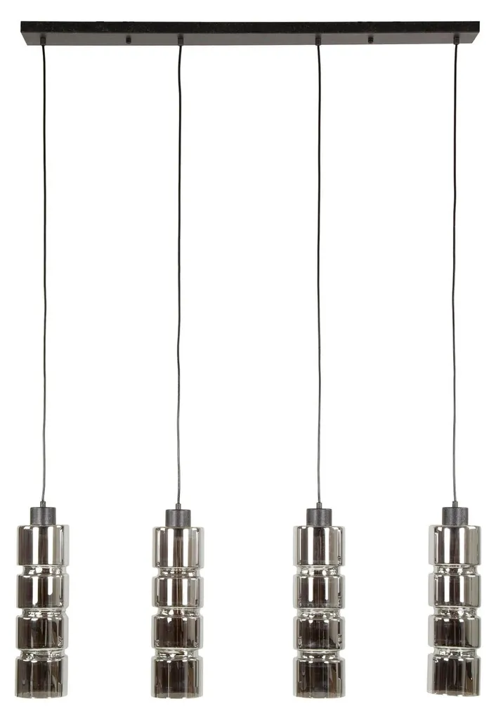 Plafonnier Long 105 cm Métal Noir et Argent : Design Cylindre Chic