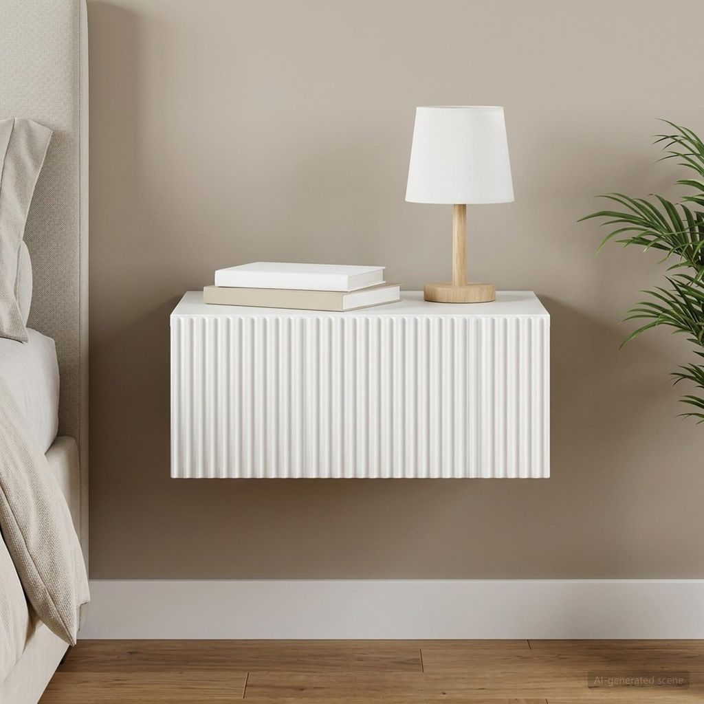 vidaXL Comodino da parete bianco 49 x 34,5 x 20 cm in Immagine del prodotto 