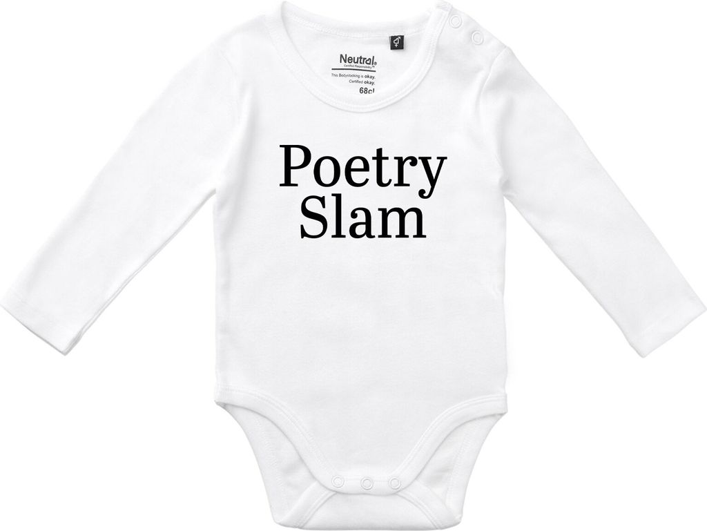 Huuraa Baby Body Poetry Slam Schriftzug 62 White Baumwolle Fairtrade Langarmbody Geschenkidee