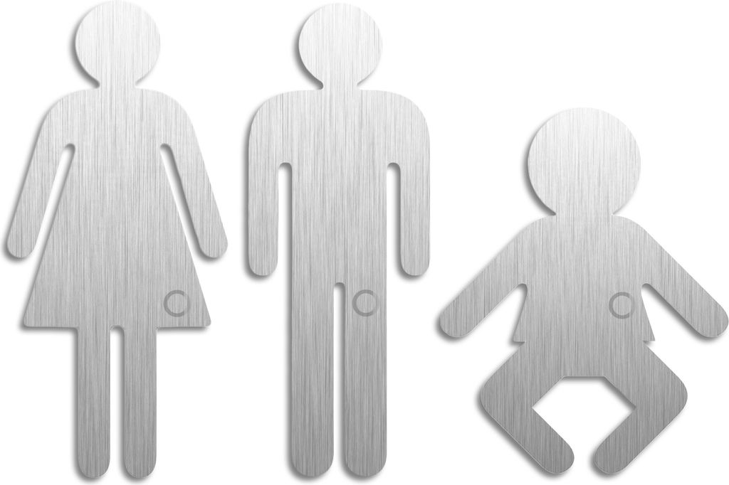 Toilettenschilder Edelstahl Piktogramme Damen Herren Wickelraum 3er-Set