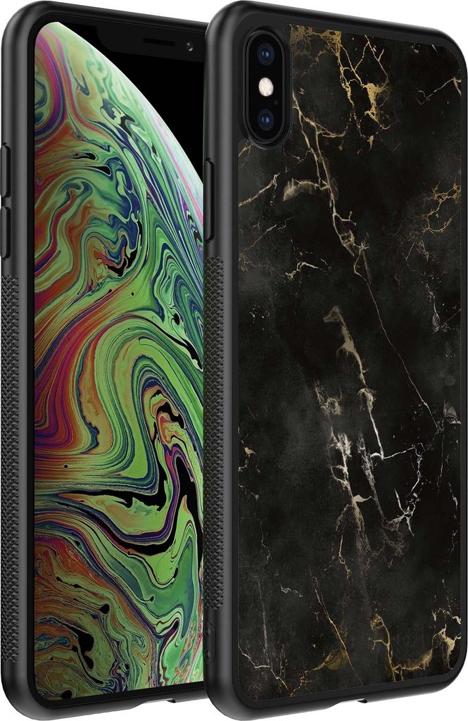 Smartphonica Handyhülle für iPhone X/Xs mit Marmordruck - TPU-Rückseitenschutzhülle Marmordesign - Schwarz