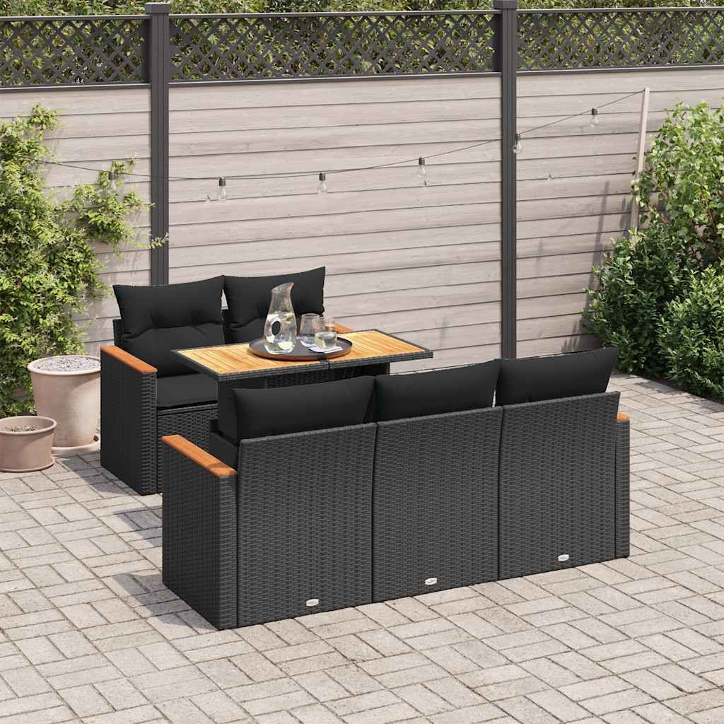 Maison Exclusive - 6-tlg. Garten-Sofagarnitur mit Kissen Schwarz Poly Rattan