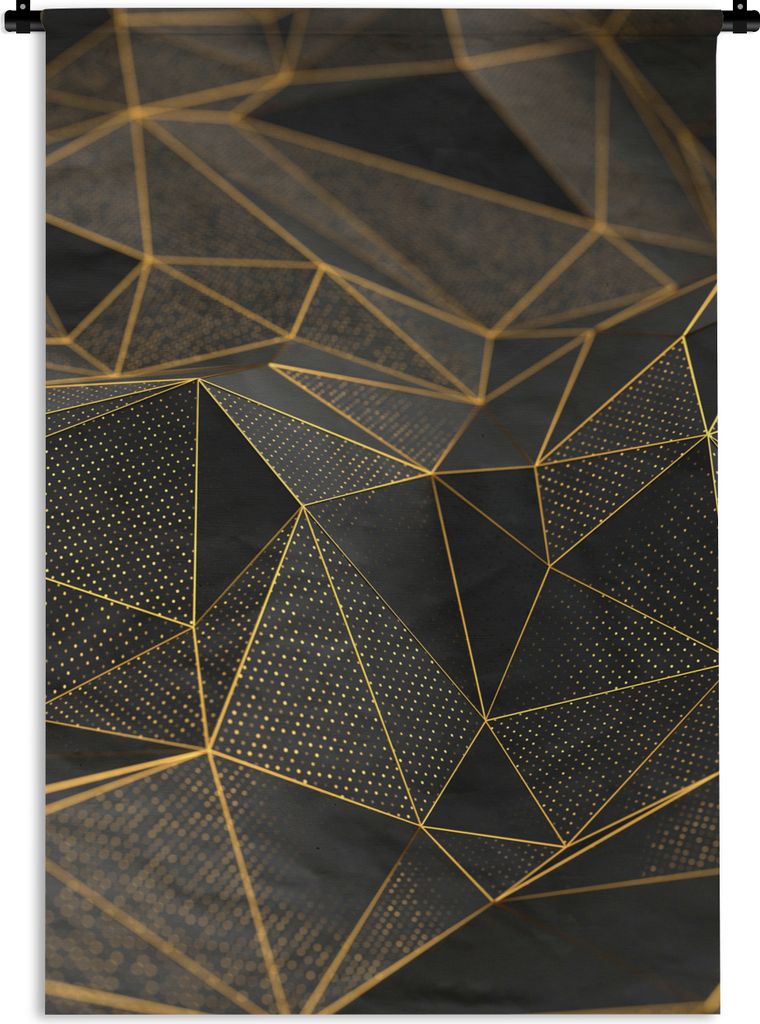 MuchoWow Wandteppich Wandbehang Abstrakt - Gold - 3D - Luxus - Kunst 90x135 cm Tapisserie Dekoration Wandtuch - Baumwolle - Wandskulptur