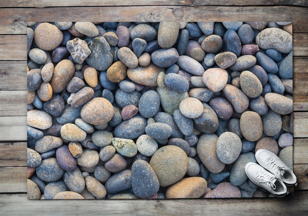 Fußmatte Aussen - Schuhmatte Haustür- Schmutzfangmatte Türvorleger - Outdoor Teppich Schmutzfänger - 150x100 cm - Steine