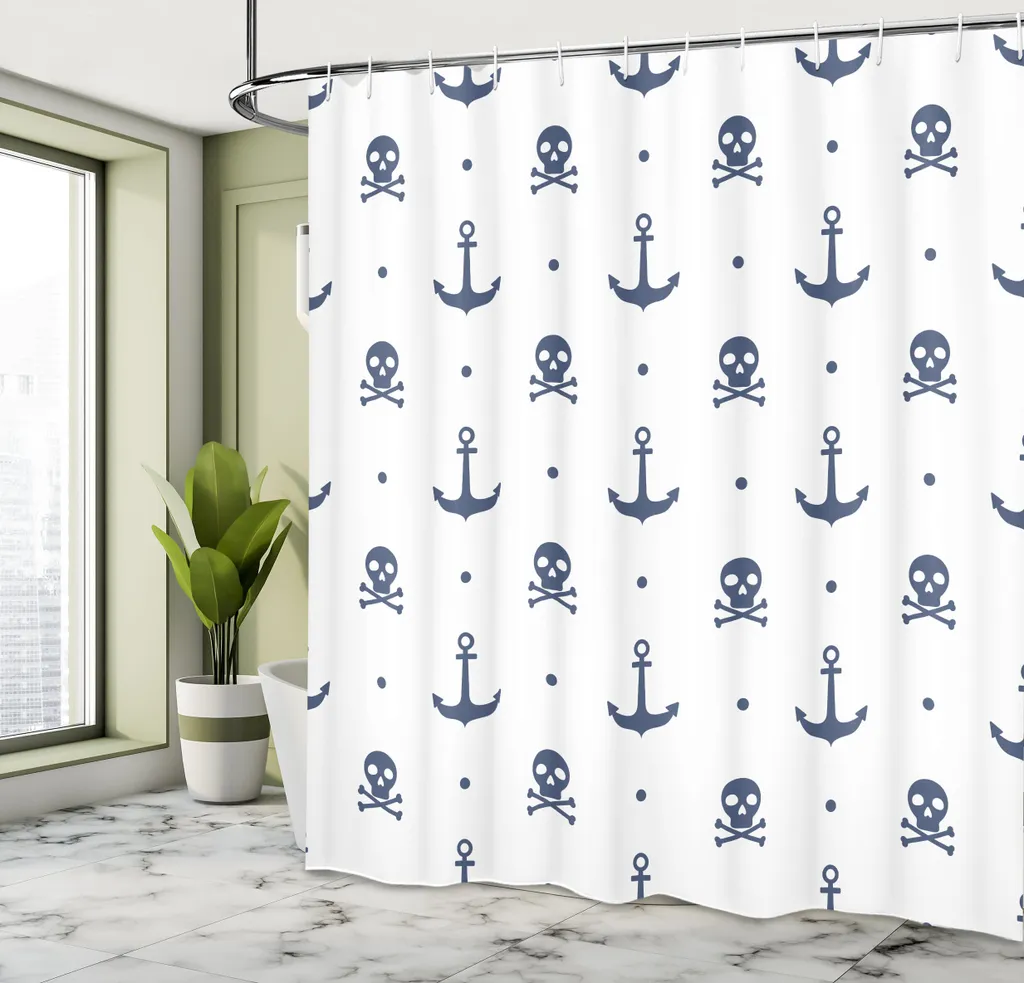 ABAKUHAUS Tenda Doccia Tessuto Impermeabile 175x200 cm Pirati Horror