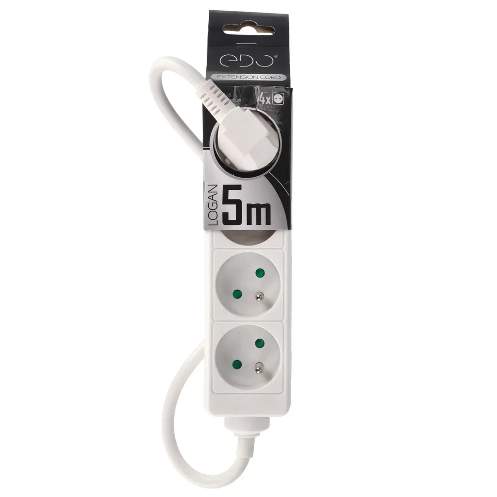 Prolunga Logan 5m 4Gang Bianca EDO777556 - Hub Elettrico Domestico