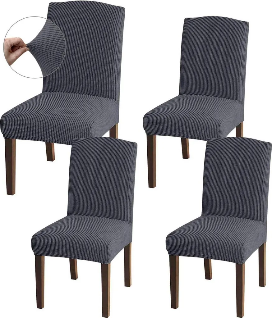 Granbest Housse de Chaise Grise Lot de 4 en Jacquard Extensible Chic