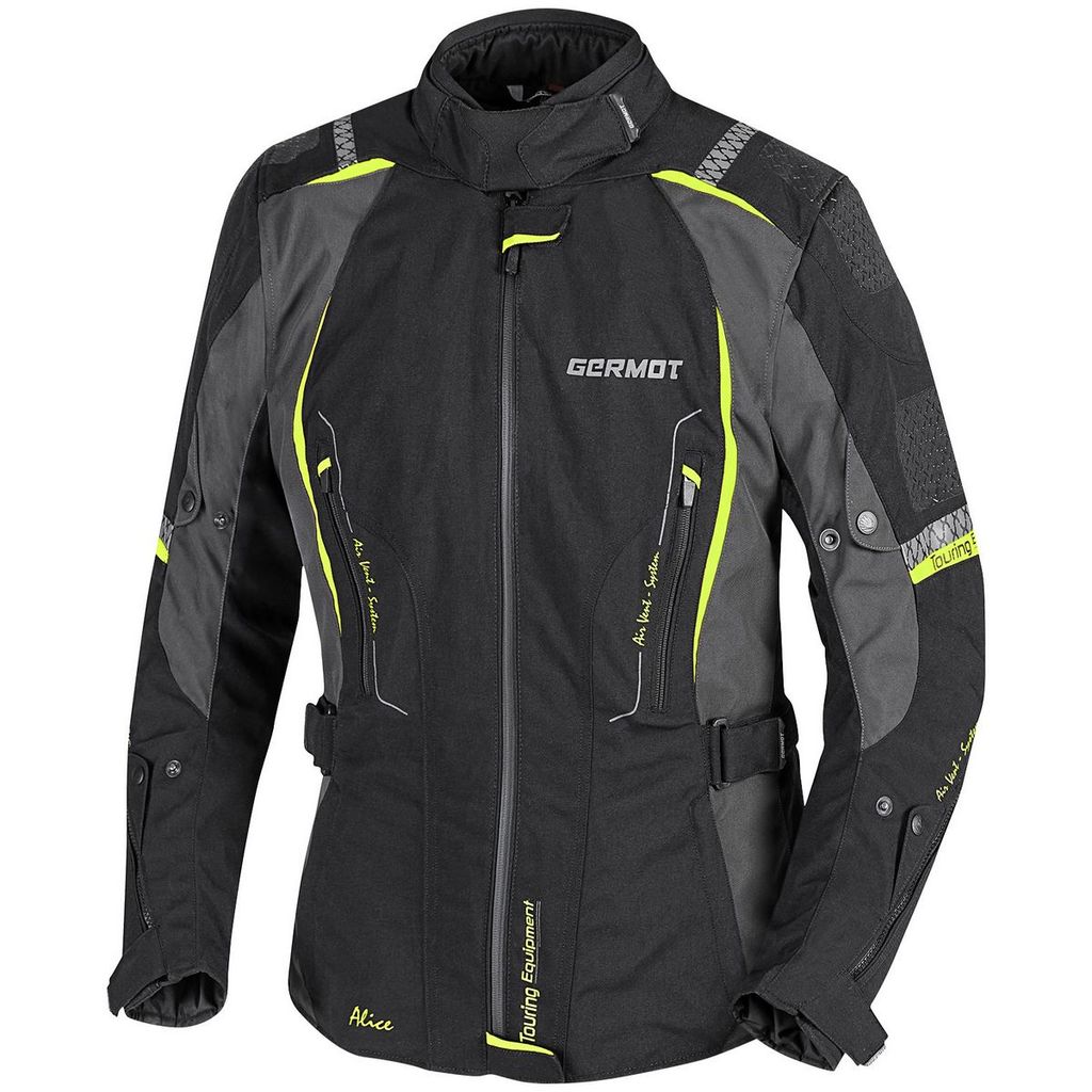 Germot Alice Damen Motorrad Textiljacke Farbe: Schwarz/Gelb, Grösse: 38