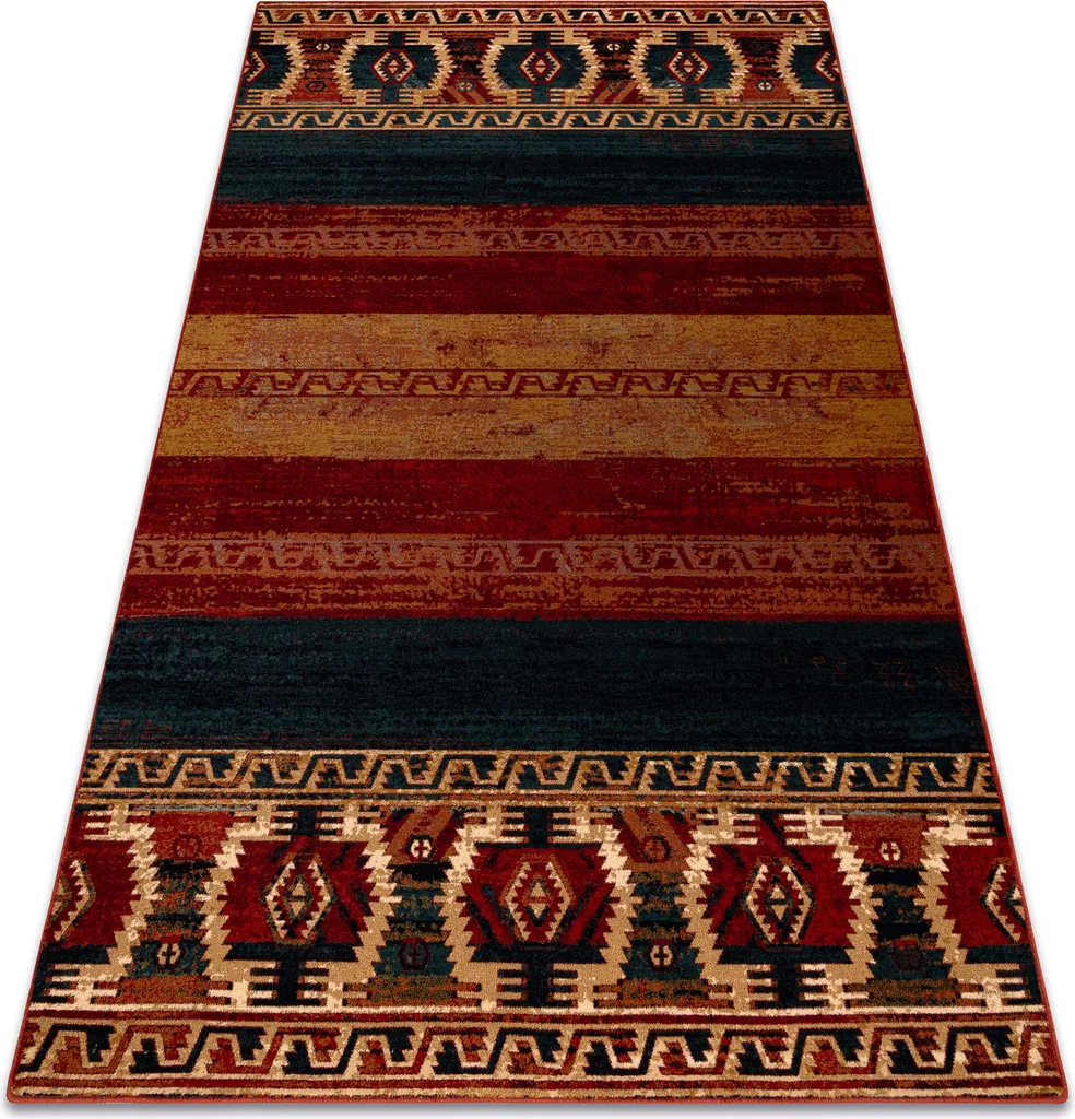 Grand tapis de salon ethnique en laine rouge rubis 170x235 OMEGA VRITTI