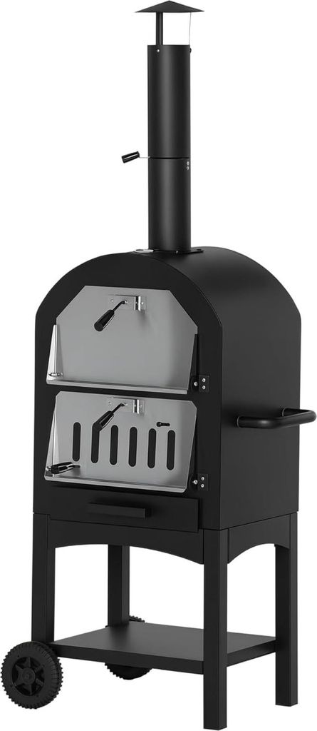 2in1 Outdoor Pizzaofen BBQ Grill 63cm Holzofen für perfekte Pizzen