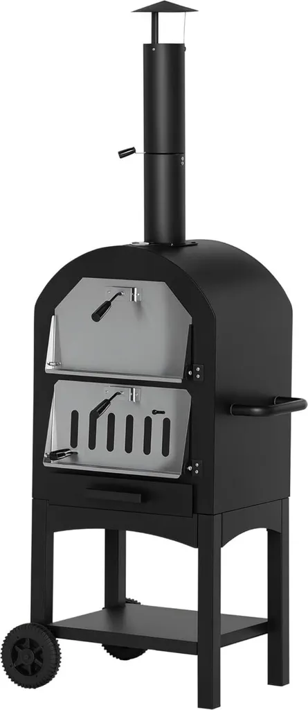 Four à pizza et BBQ 2 en 1 extérieur de 63 cm avec pierre et housse