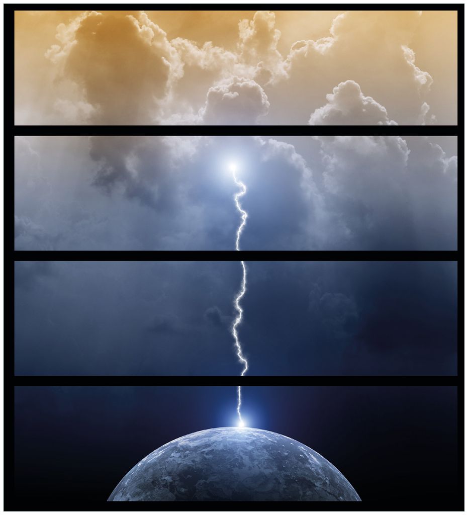 Wallario Möbelfolie / Aufkleber, geeignet für Ikea Malm Kommode mit 4 Schubfächern - Gewitter über der Erde