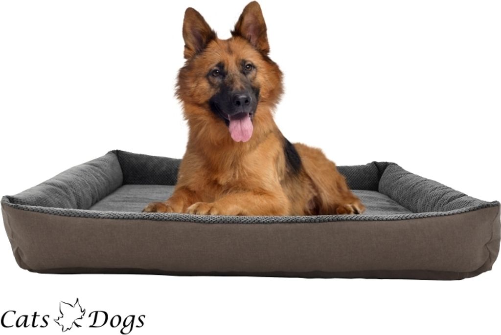 Platan Sofa Hundebett Cats&Dog M, abnehmbarer Bezug– 80 x 60 x 17 cm– kleine mittelgroße Hunde Farbe: Grau-Beige – Haustierbett Hundesofa
