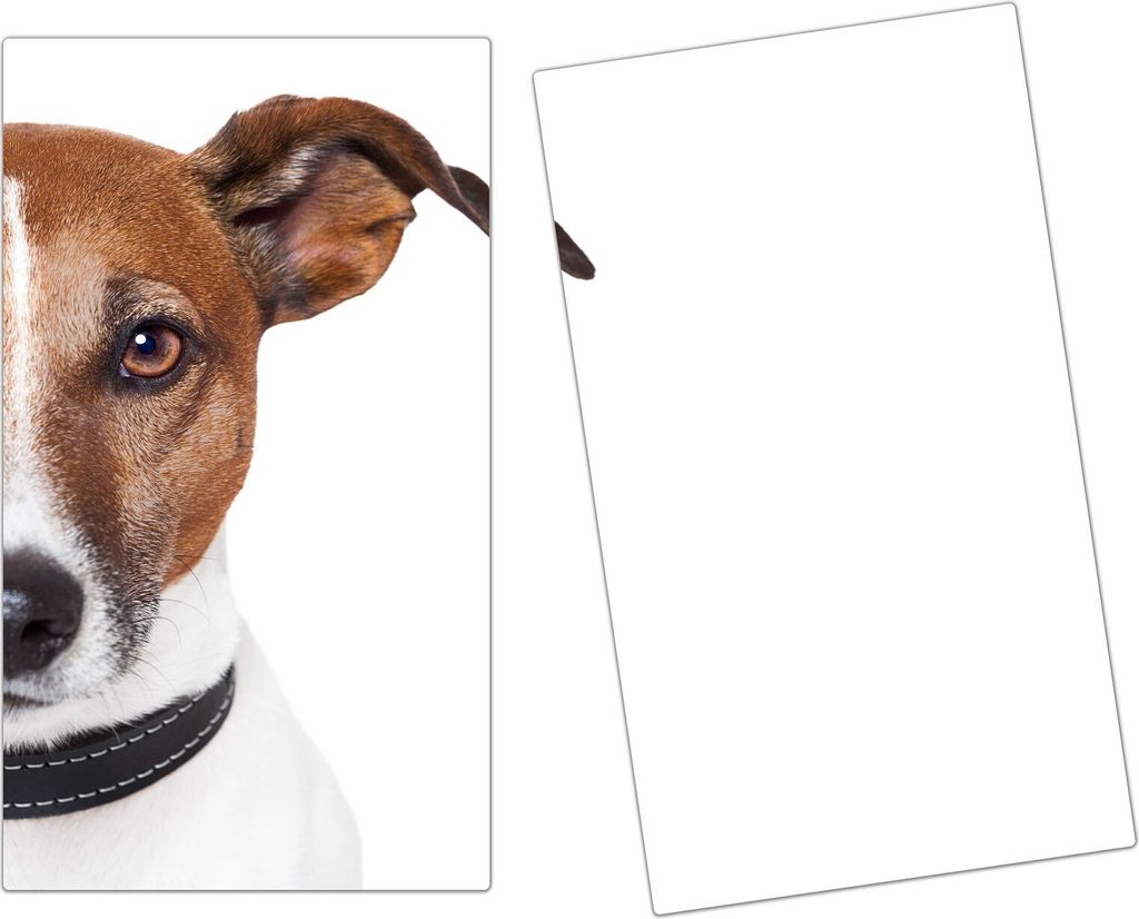 Spritzschutz Herdabdeckplatte Schneidebrett aus Glas Hundekopf Banner 2-Teilig (60x52cm)