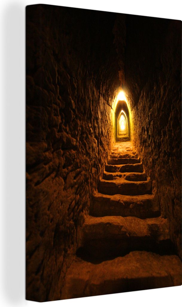 OneMillionCanvasses - Leinwandbilder - 90x140 cm, Tunnel, der tief in die aztekische Großpyramide von Cholula in Mexiko führt, Wandbilder Kunst...