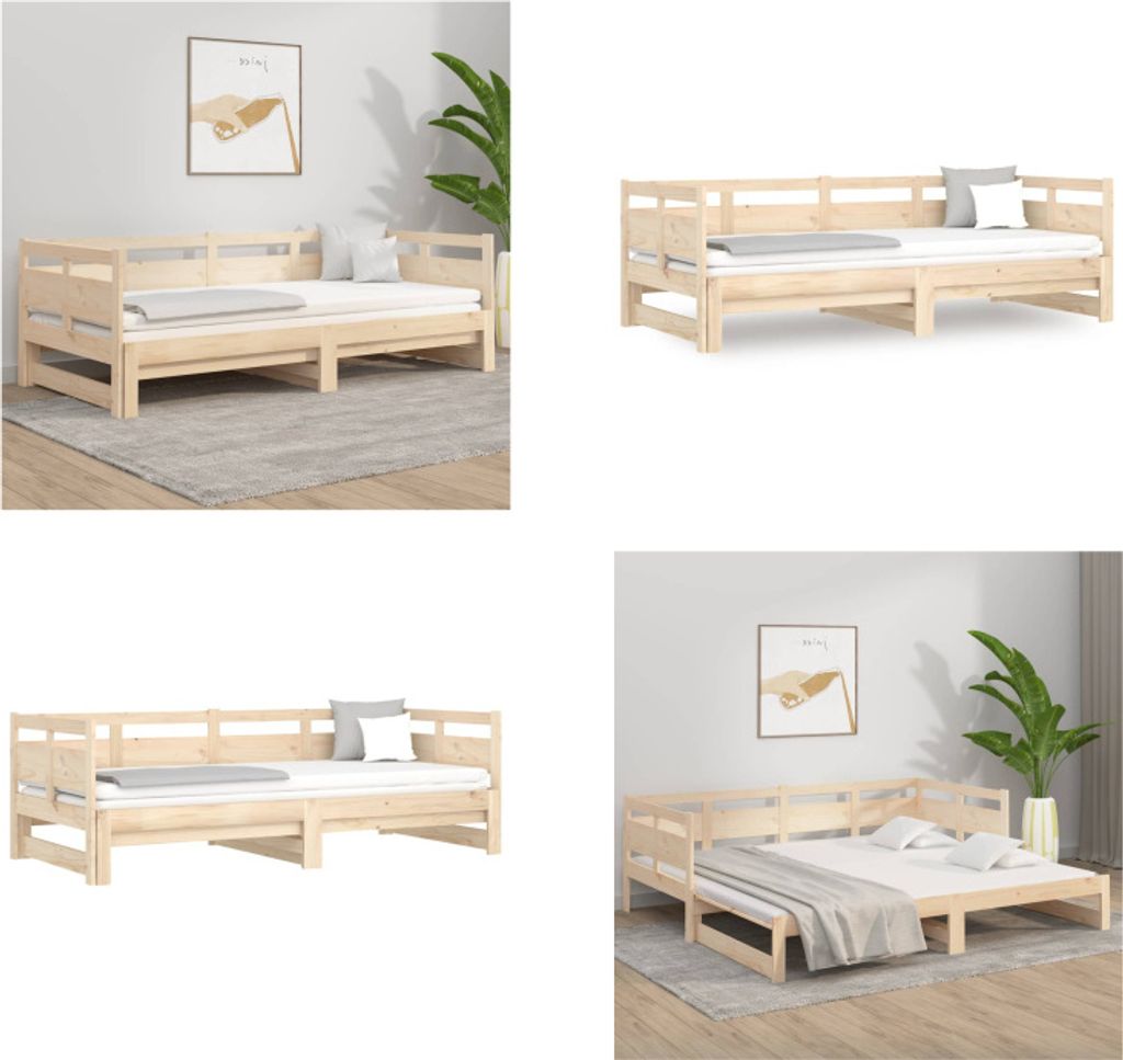 vidaXL Tagesbett Ausziehbar Massivholz Kiefer 2x(90x200) cm - Ausziehbares Tagesbett - Ausziehbare Tagesbetten - Sofabett - Bettsofa