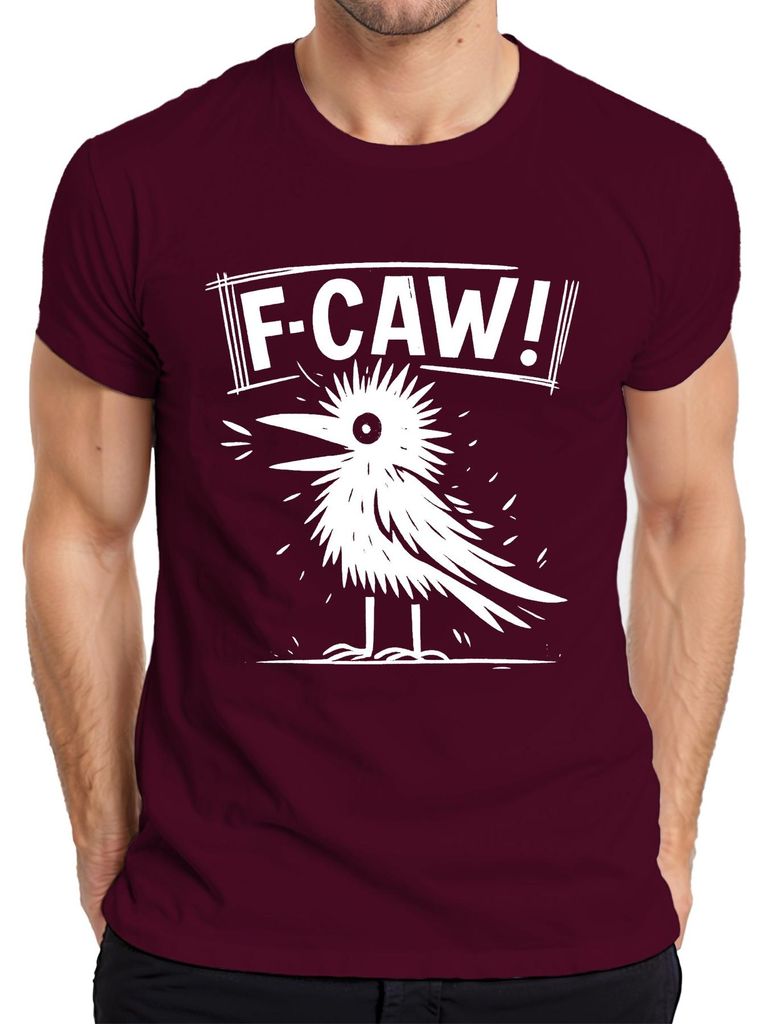 FCAW Krähe Rabe Vogel lustig Geschenk Gothic Punk Halloween Herren T-Shirt, Burgundy, XXL