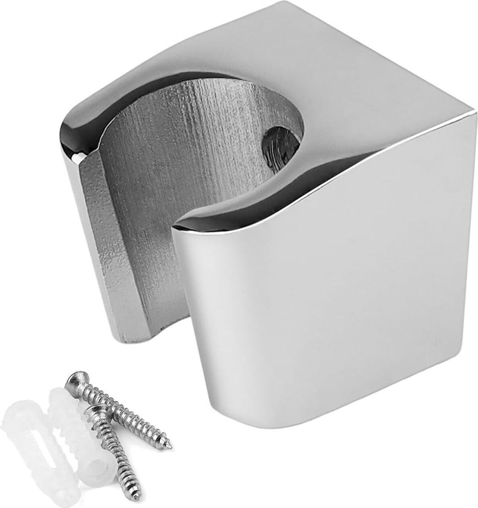 Zinklegierung Brausehalter, Silber Handbrause Halterung, Duschkopfhalterung mit Schrauben, Produktabmessungen L x B x H: 3,5 x 3,3 x 3,1 cm, Kann ...