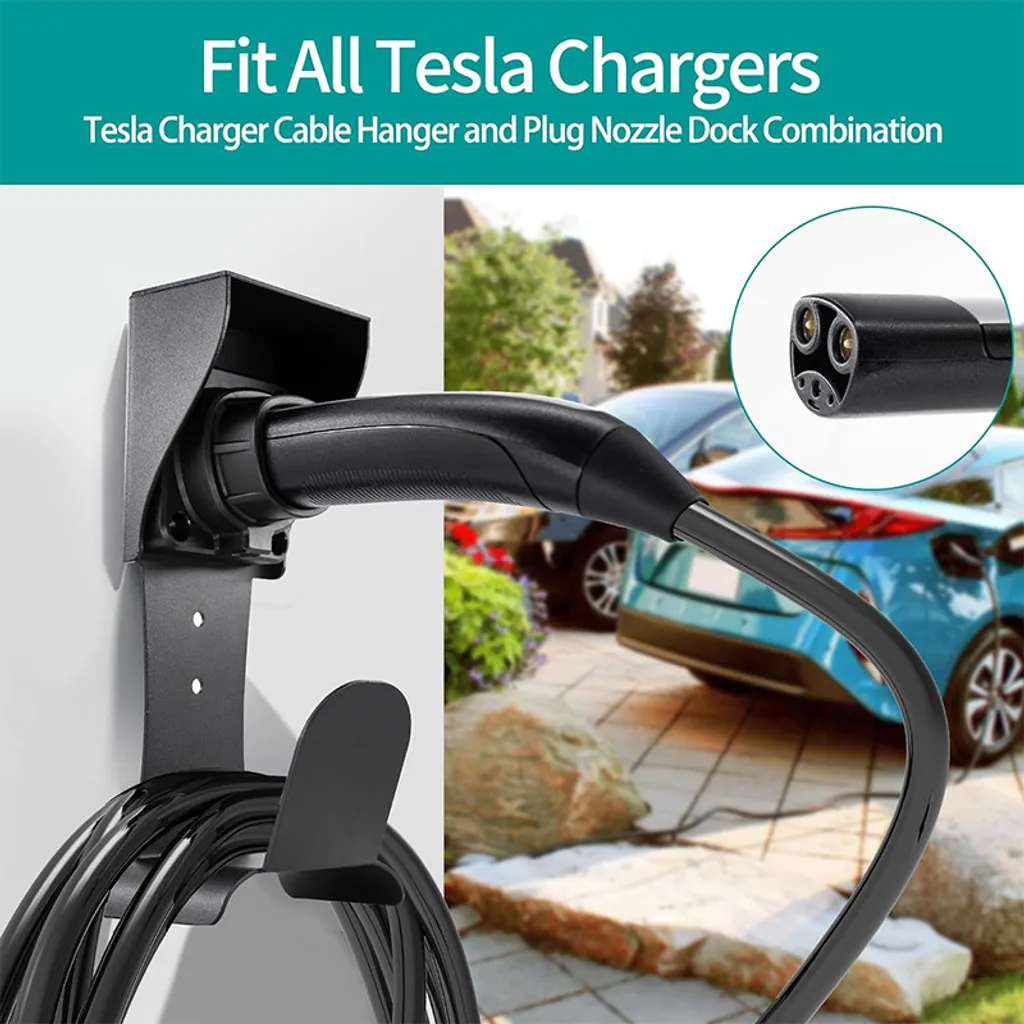 Support de chargeur Tesla rigide avec crochet de câble robuste - 3