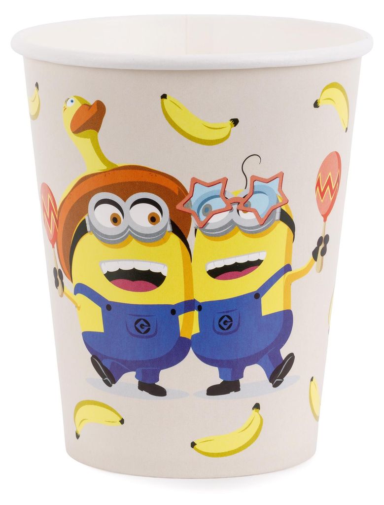 Trinkbecher aus Pappe mit Minions Design 6er Set