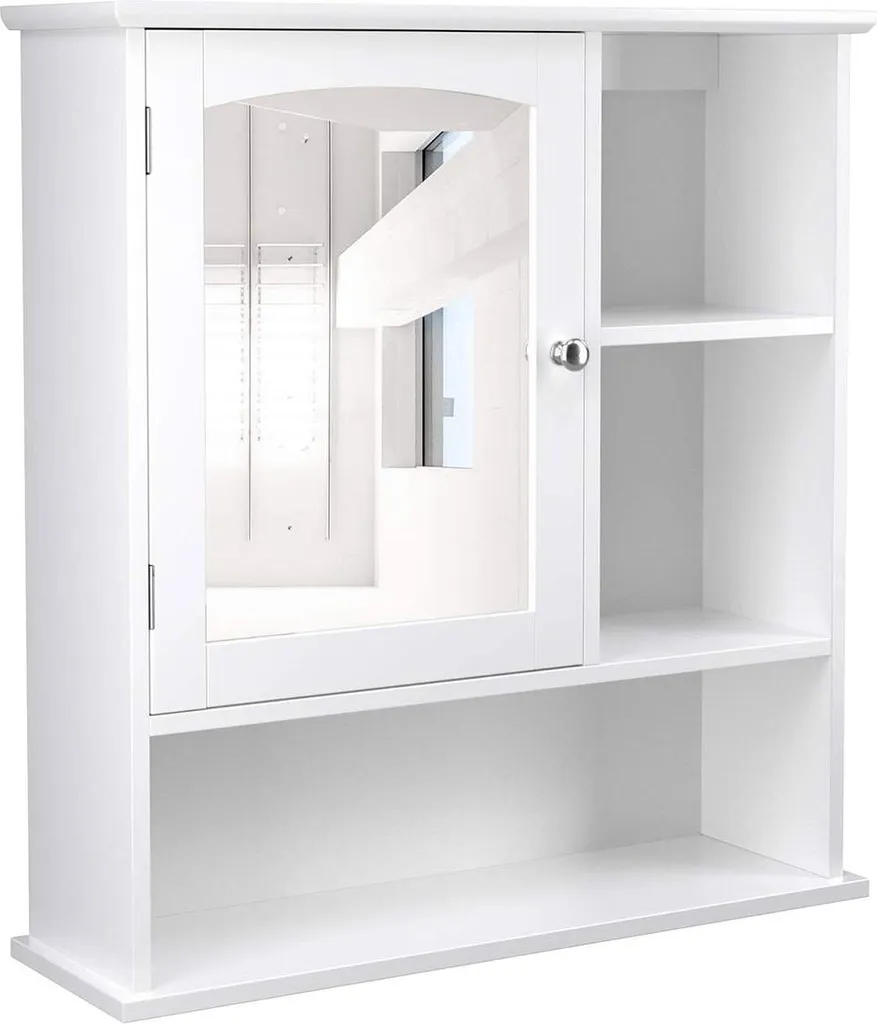 Armoire de toilette suspendue blanche 60cm avec miroir pour salle de bain