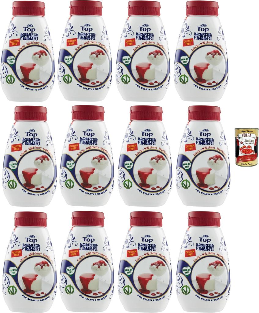Fabbri top amarena, Gourmet Sauce Topping Amarena Schwarze Kirsche Süß-saure Kirschsauce zum Garnieren und Überziehen von Eis und Desserts 12x 2...
