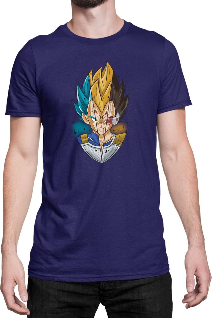 Herren T-Shirt Dragon Anime Manga Ball Z Vegeta Blue Yellow, Man XL / Dunkelblau