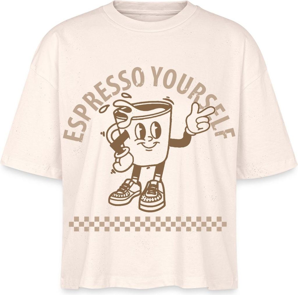 Spreadshirt Espresso Yourself Lustiges Coffee Lover Boxy Shirt Damen, XL, Natur