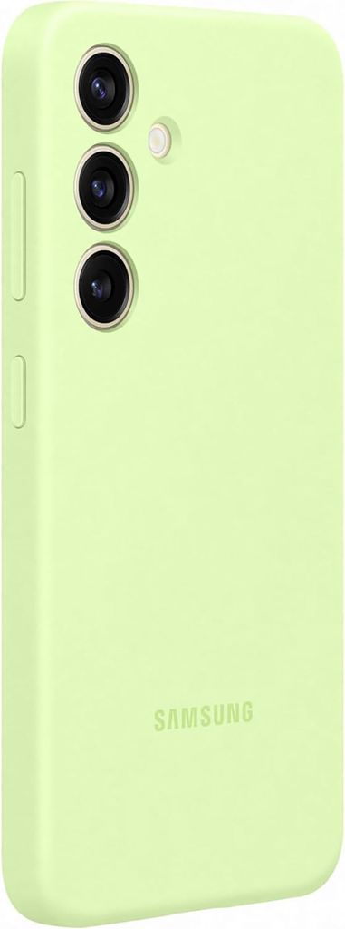 A light green Samsung phone case is shown from the back.