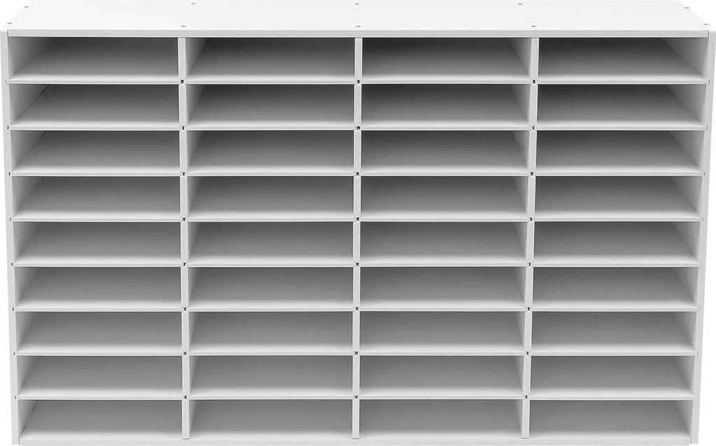Schreibtisch-Organizer - Postsortierer/Literaturablage mit 36 Fächern - Für Bücher, Magazine, Akten - Rechteckig - Modernes Design - Weiß
