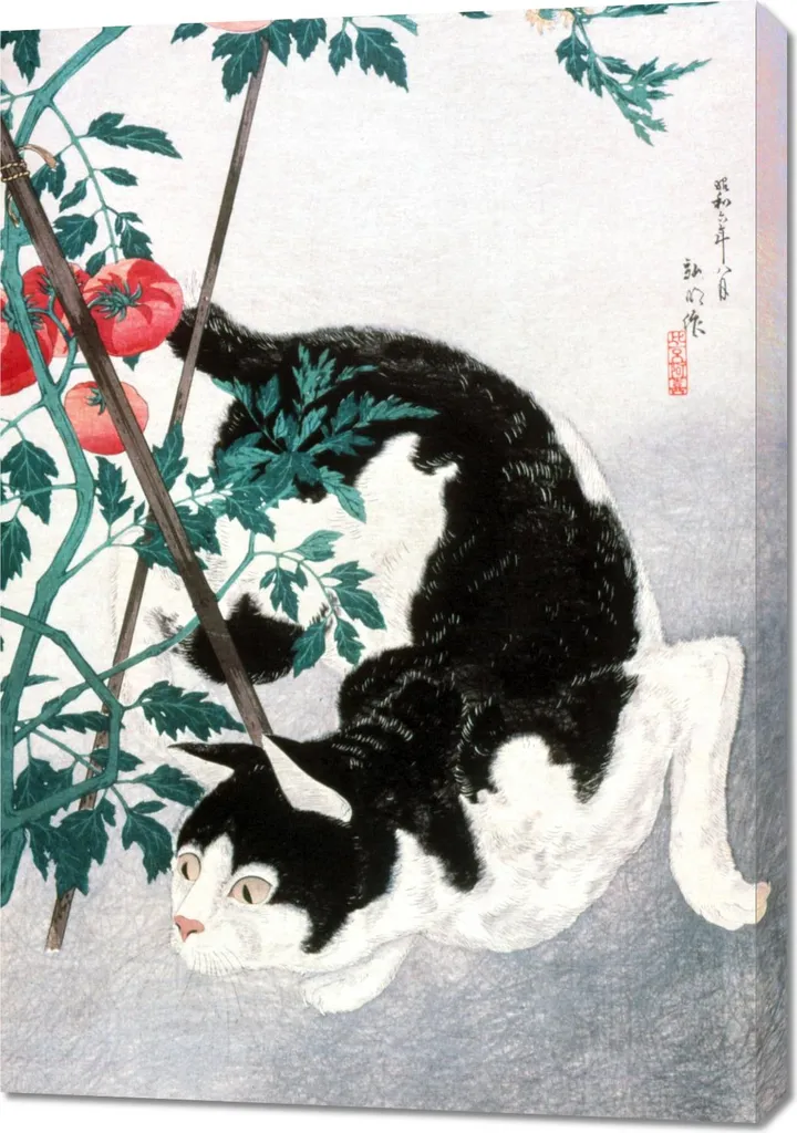 Grand Tableau 70 x 100 cm Style Takahashi Japonais Design Rétro Chat