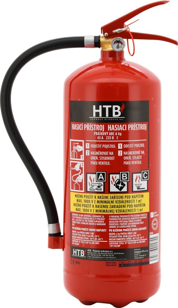 Compass 01535 - Hasicí přístroj práškový 6 kg ABC (43A) Obrázek produktu 