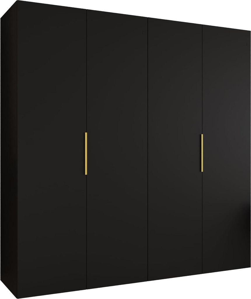MEBLE KRYSPOL, Kleiderschrank, Schrank 200 cmx202x52, Schwarz, Gold