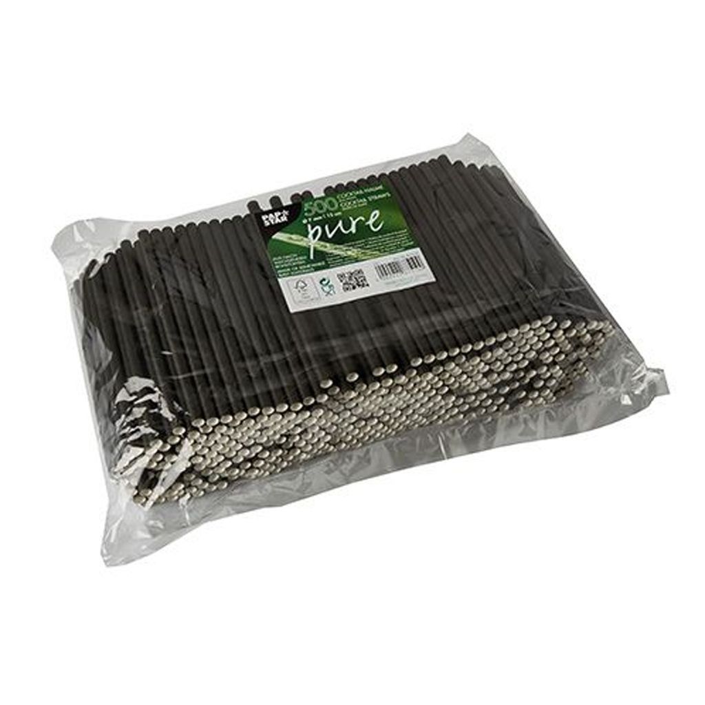 500 koktejlových brček, papírových Ø 7 mm - 15 cm černá Obrázek produktu