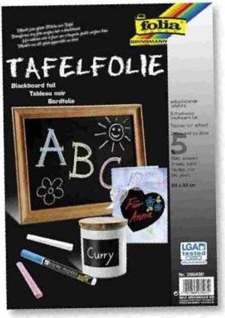 folia Tafelfolie/Kreidefolie aus PVC 230 x 330 mm schwarz 5 Blatt