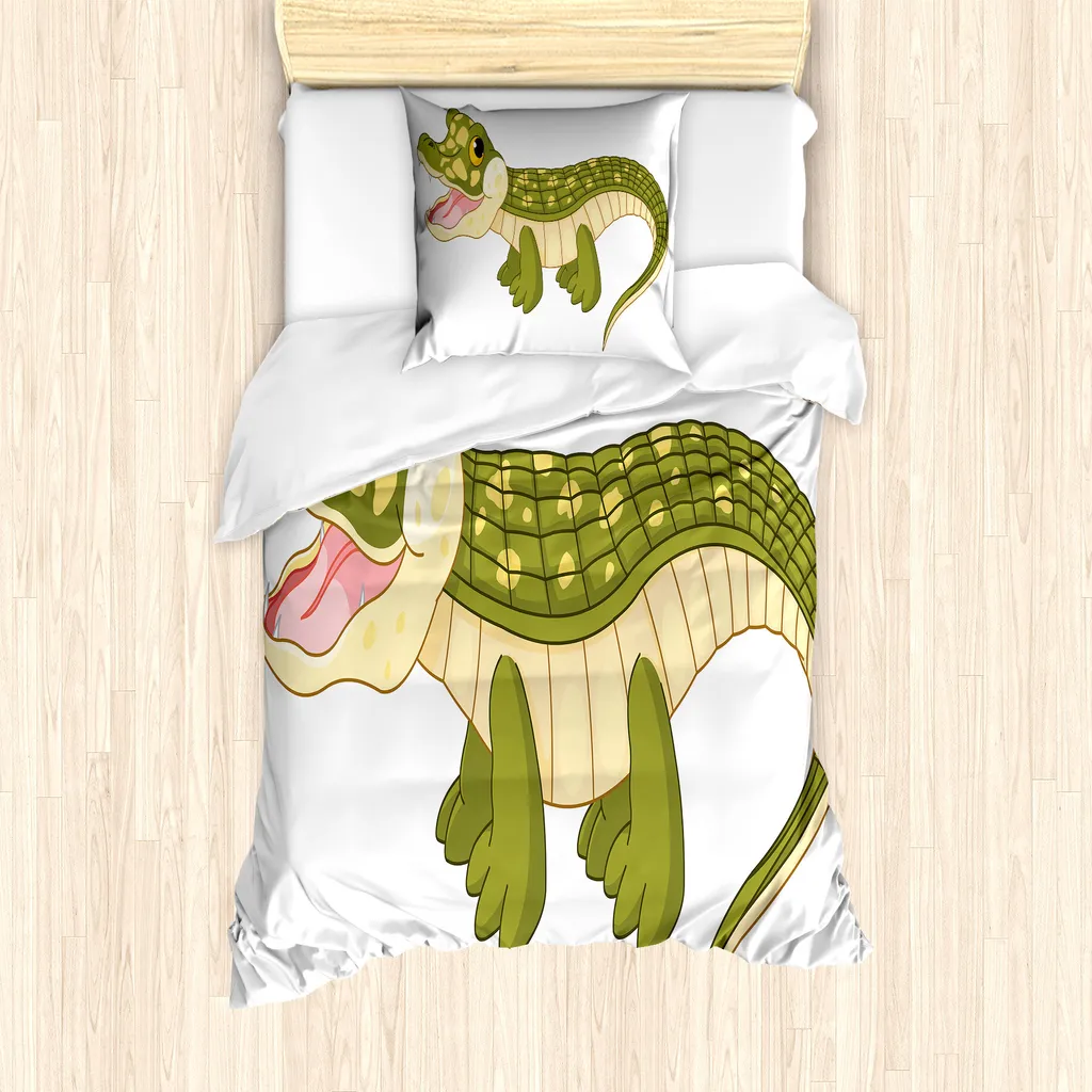 Linge de lit enfant 135x200 cm Vert Reptile Idéal Allergies ABAKUHAUS