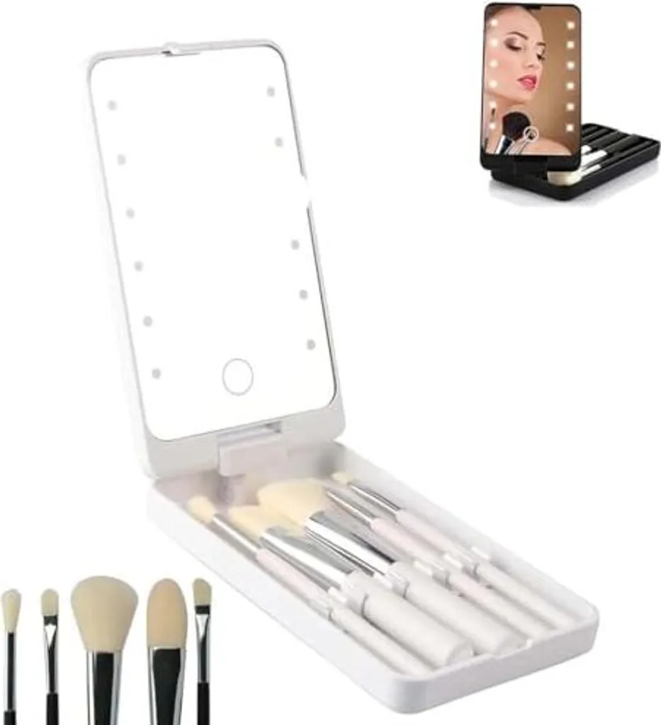 Specchio Trucco LED Ricaricabile Pieghevole 3 Luci Dimmerabile USB