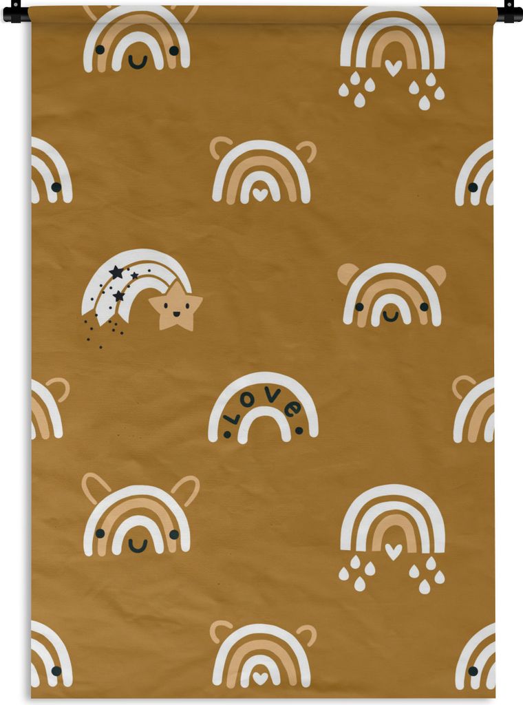 MuchoWow Wandteppich Wandbehang Muster - Regenbogen - Braun 120x180 cm Tapisserie Dekoration Wandtuch - Schlafzimmer - Dekorationen für das Haus