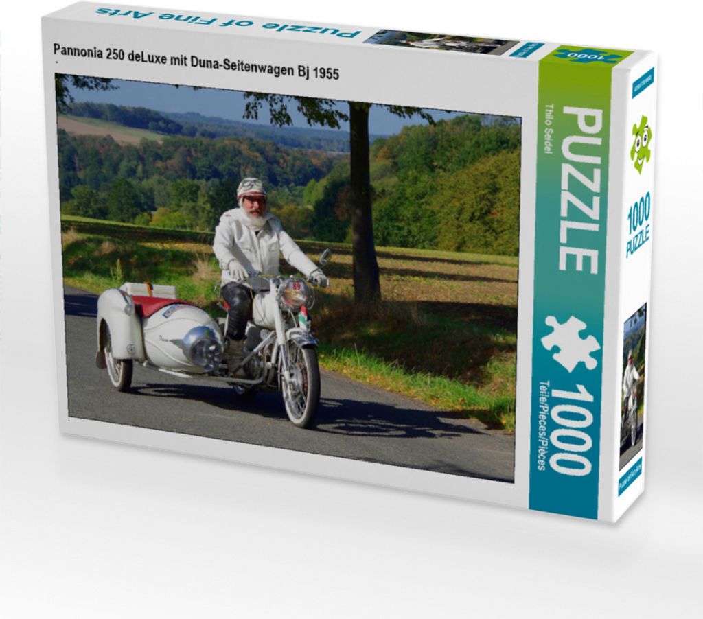 CALVENDO Puzzle Pannonia 250 deLuxe mit Duna-Seitenwagen Bj 1955 1000 Teile Puzzle quer | 1000 Teile Lege-Größe 64x48cm Foto-Puzzle für glückli...