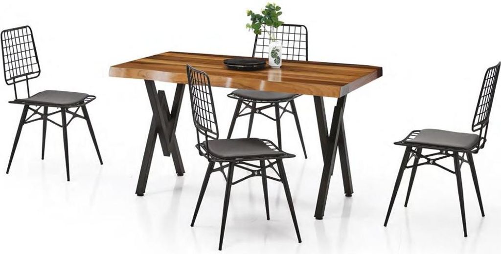 Esszimmermöbel Terrassenmöbel Metallstühle Tisch Mit Baumkante Orange