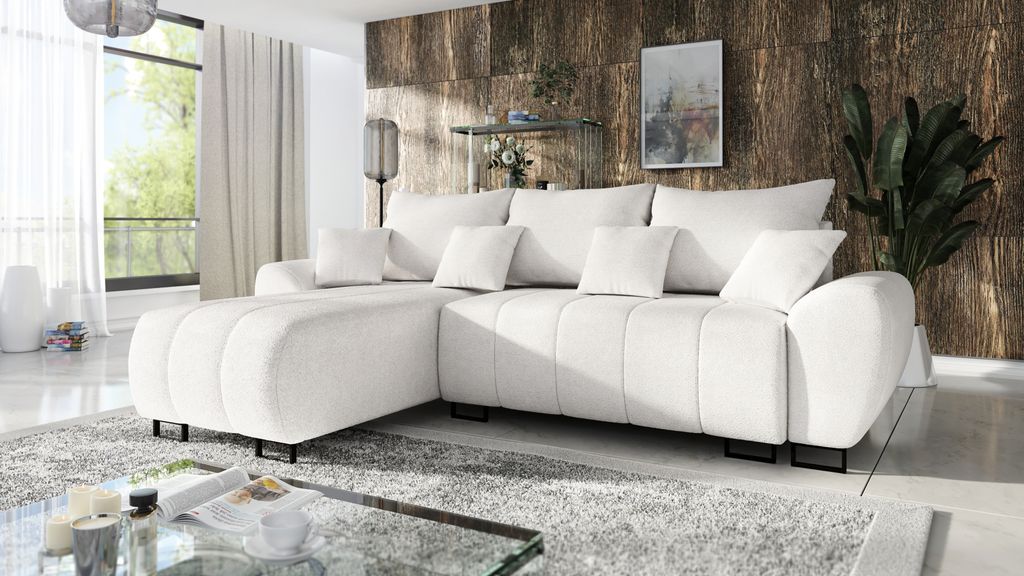 Modernes Ecksofa Für Wohnzimmer Mit Schlaffunktion Stoff Bouckle Ragnar L