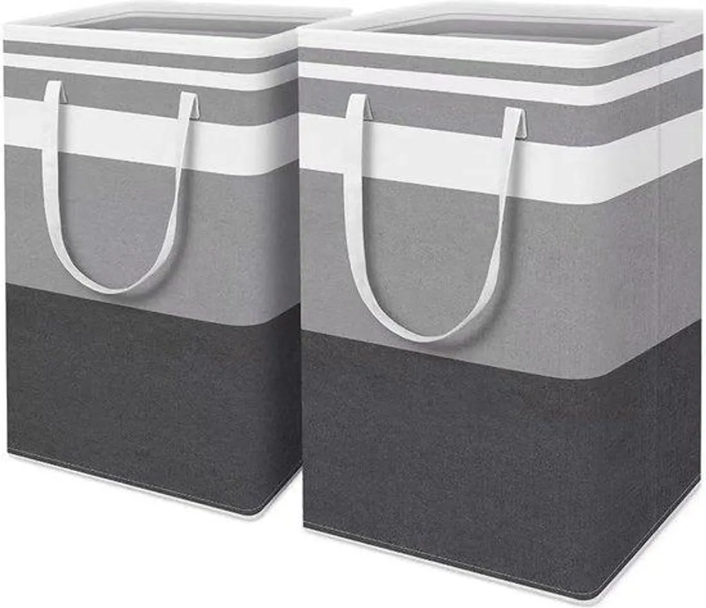 Fini le désordre avec ce lot de 2 coffres à linge 72L pliables et gris
