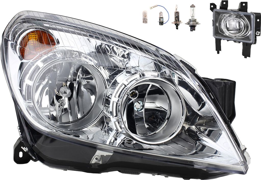 Johns, Scheinwerfer Halogen passend für Opel Astra H 03/04- H7 H1 R + Nebel+ euchtmitt. 1216660 93190070 1710369 13243425 13262000 6710052