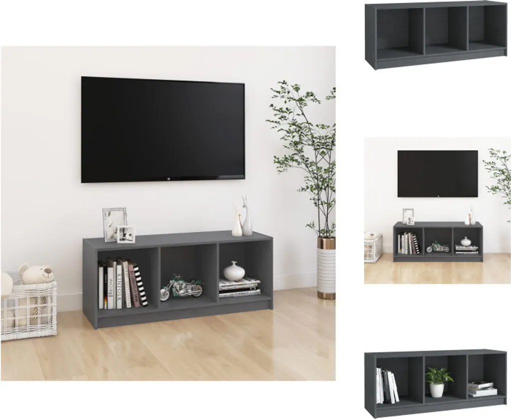 vidaXL Mobile TV grigio 104x33x41 cm in legno di pino massiccio - Mobili TV