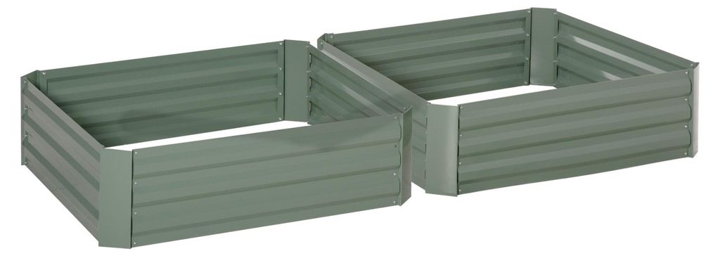2er Set Hochbeet Pflanzkasten 100x100x30cm aus verzinktem Stahl Wetterfest Grün - Quadratischer Pflanzkübel für Gemüse & Blumen, Rostfrei